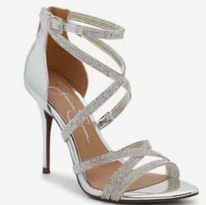 GUC Jessica Simpson Silver Wylane Sandal Heel | Size 9